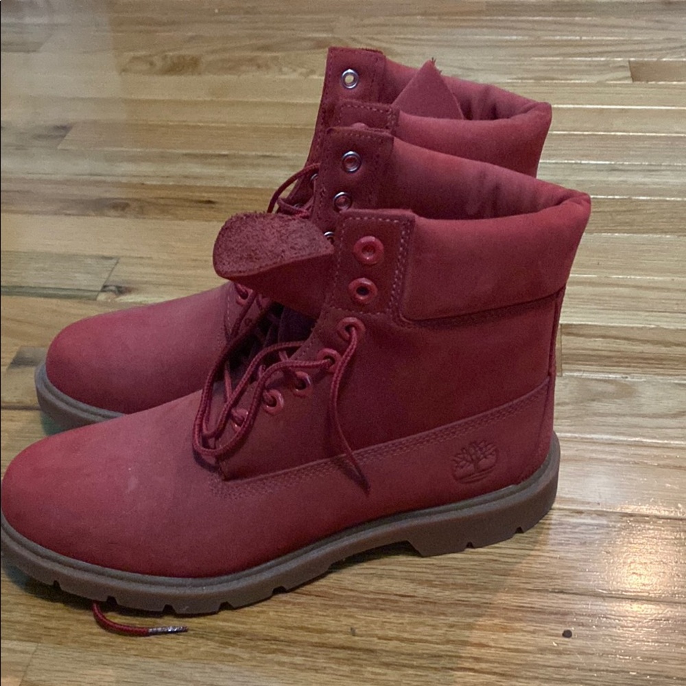 Timberland Red Nubuck Lace-Up Boots